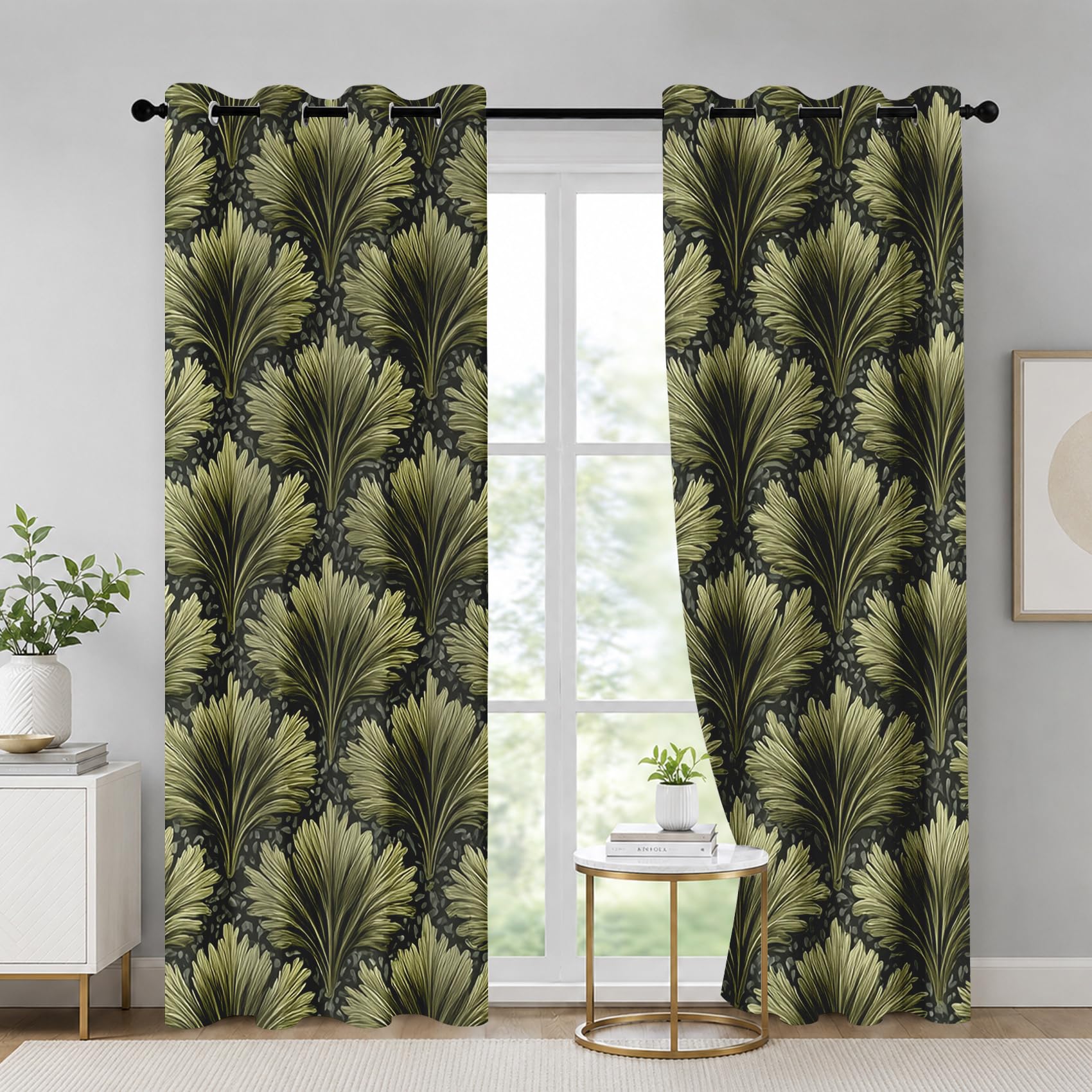 Rideau occultant feuilles olive pour salon : créez un cocon cosy dans votre chambre