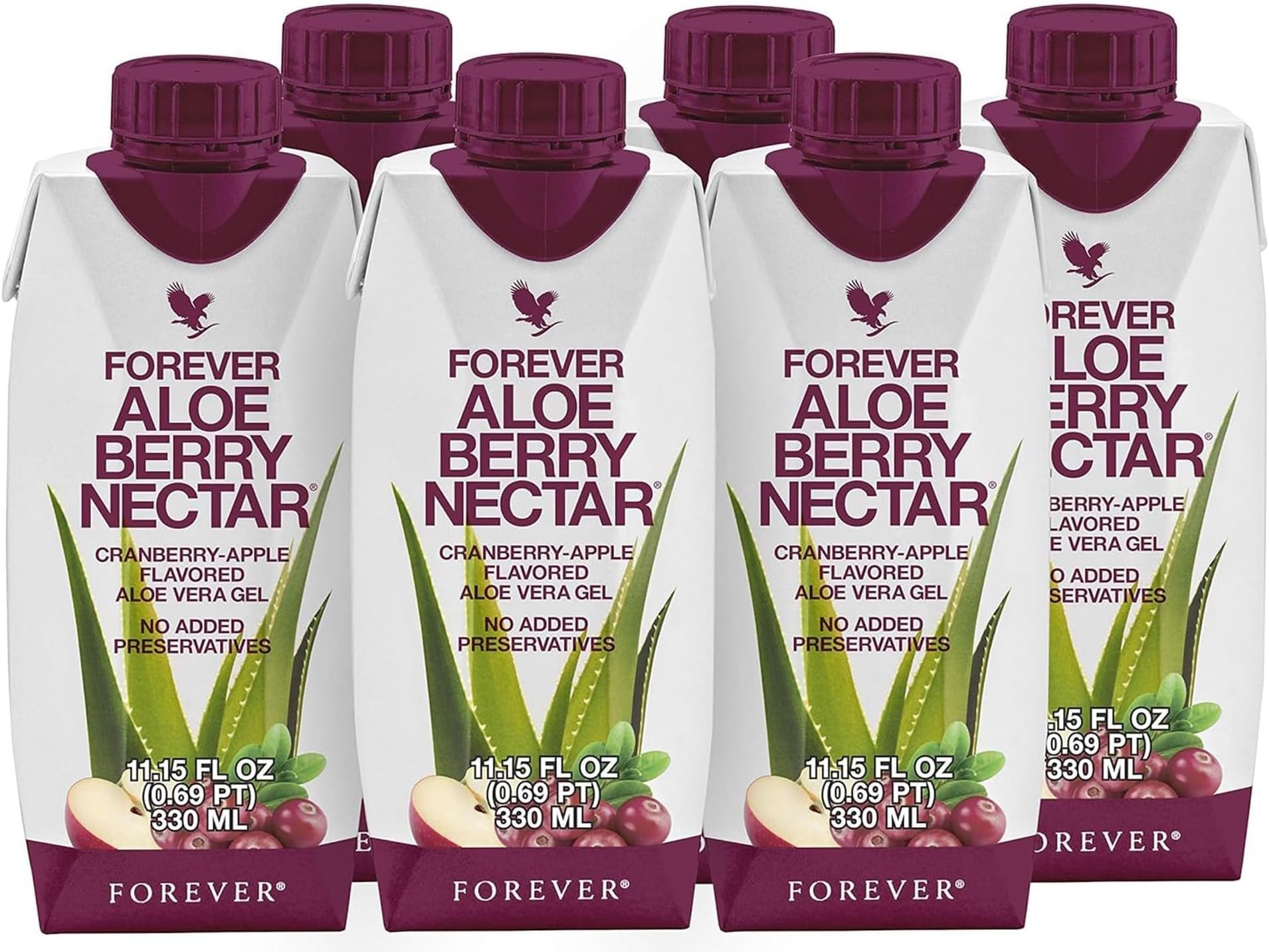 Forever Living - Aloe Berry Nectar - 330 ML (Pack of 6) | Contains 90.7% Pure Aloe Vera Gel, Cranberry And Apple Concentrates, No Added Preservatives