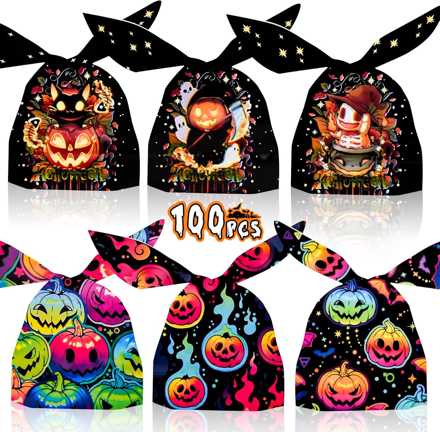 100 Stück Halloween Süßigkeiten Tüten Set - Hasenohren Beutel Für Party
