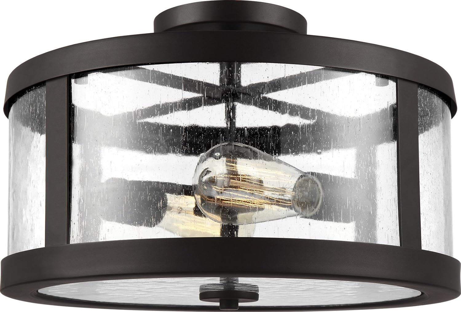 One-Day Sale: Up to 60% Off Feiss SF341ORB Harrow Glass Semi Flush Ceiling Lighting, Bronze, 2-Light (15Dia x 10H) 120watts