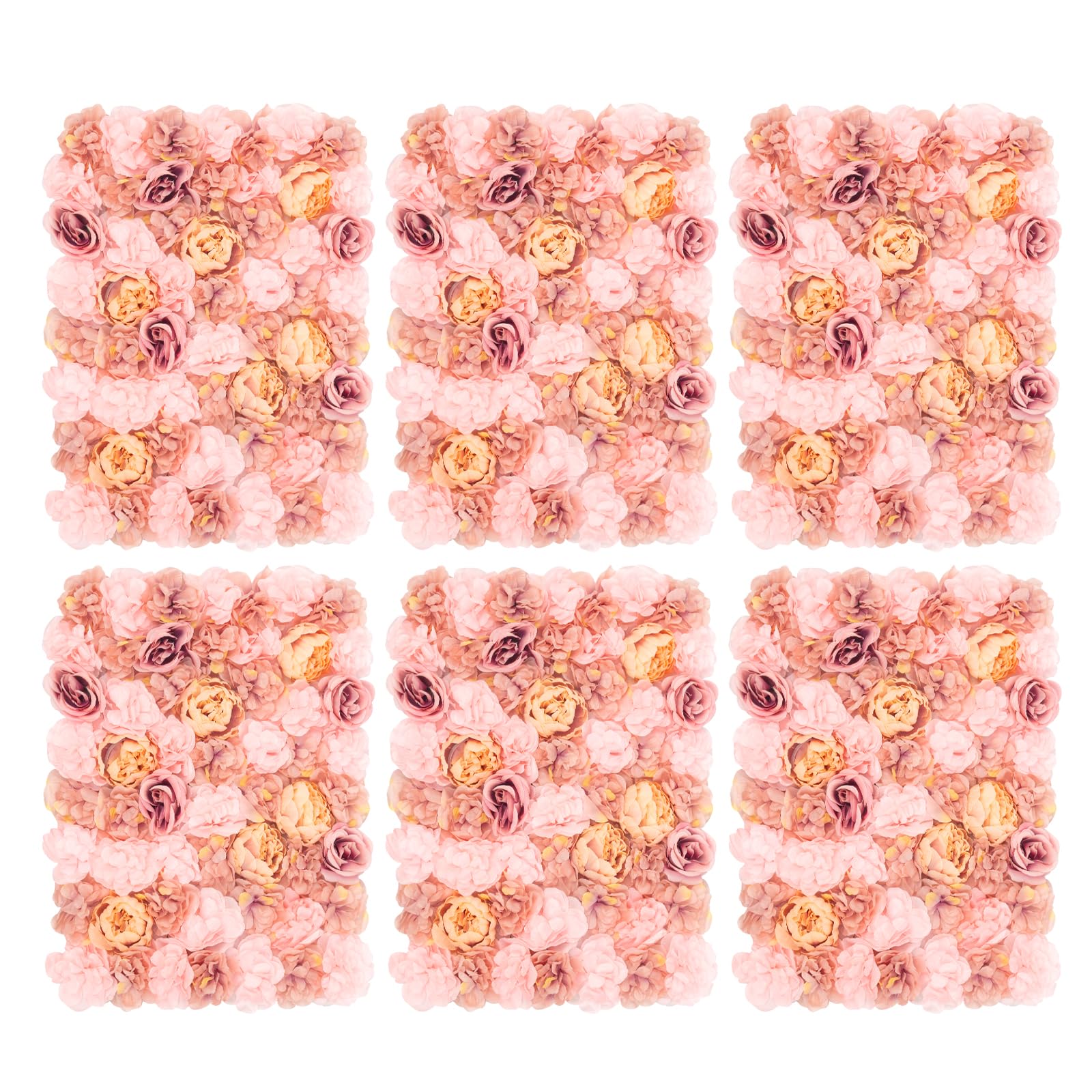 6 pezzi da parete per piante, 60 x 40 cm, fai da te, parete per piante da esterno/interno, frangivista, piante artificiali, rosa autunnale