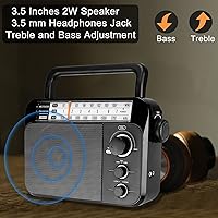 Vista 6 de Retekess TR604W AM FM NOAA Radio, Radios meteorológicas de emergencia portátiles con la mejor recepción, alimentadas por AC o batería D, con esfera