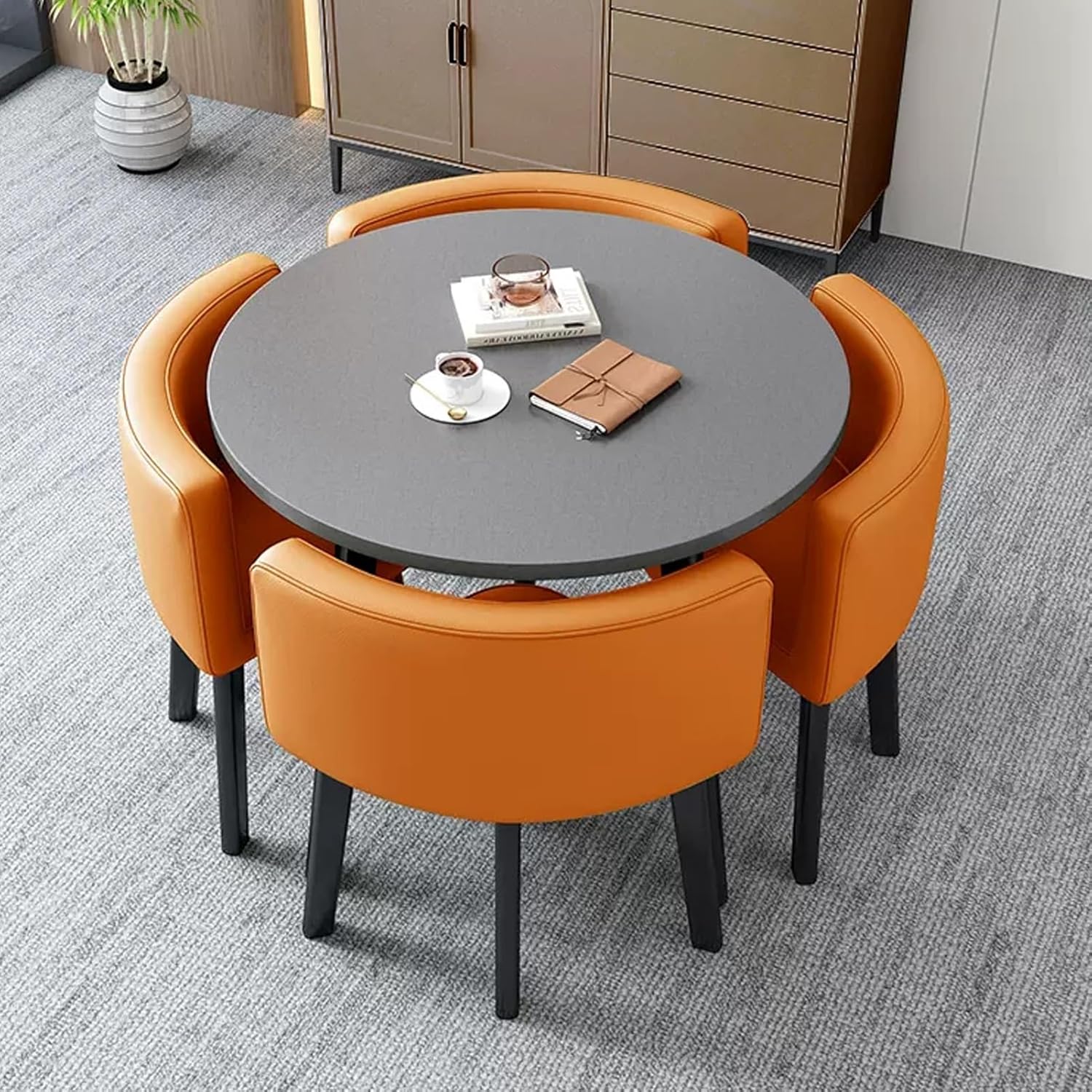 Conference Table and Chair Set for Office Reception Room Club, Square/Round Negotiation Dining Set for Living Room, Office Dining Room Essentials,Round 17,Round 17