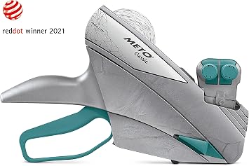 Meto Classic M Labeling Machine - 2 Line, 20 Digit Labels (26 x 16 mm), Silver and Green, Black Ink, 200 Dpi, Ready to Use