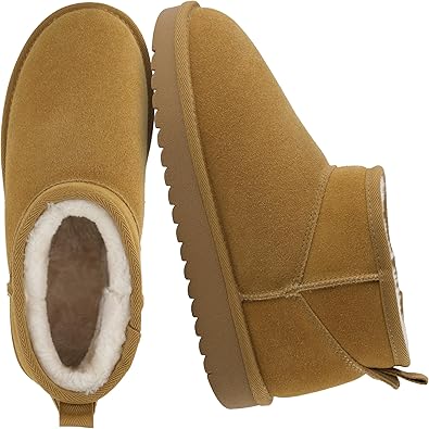 40% off: CUSHIONAIRE Hip-3 Genuine Suede Leather Ankle Boots for Women – Pull On Cozy Faux Fur …