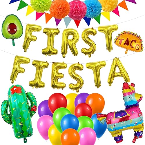 Decoraciones de cumpleaños de primera fiesta, globos de fiesta mexicana, suministros de decoración para fiesta de primer cumpleaños, suministros de