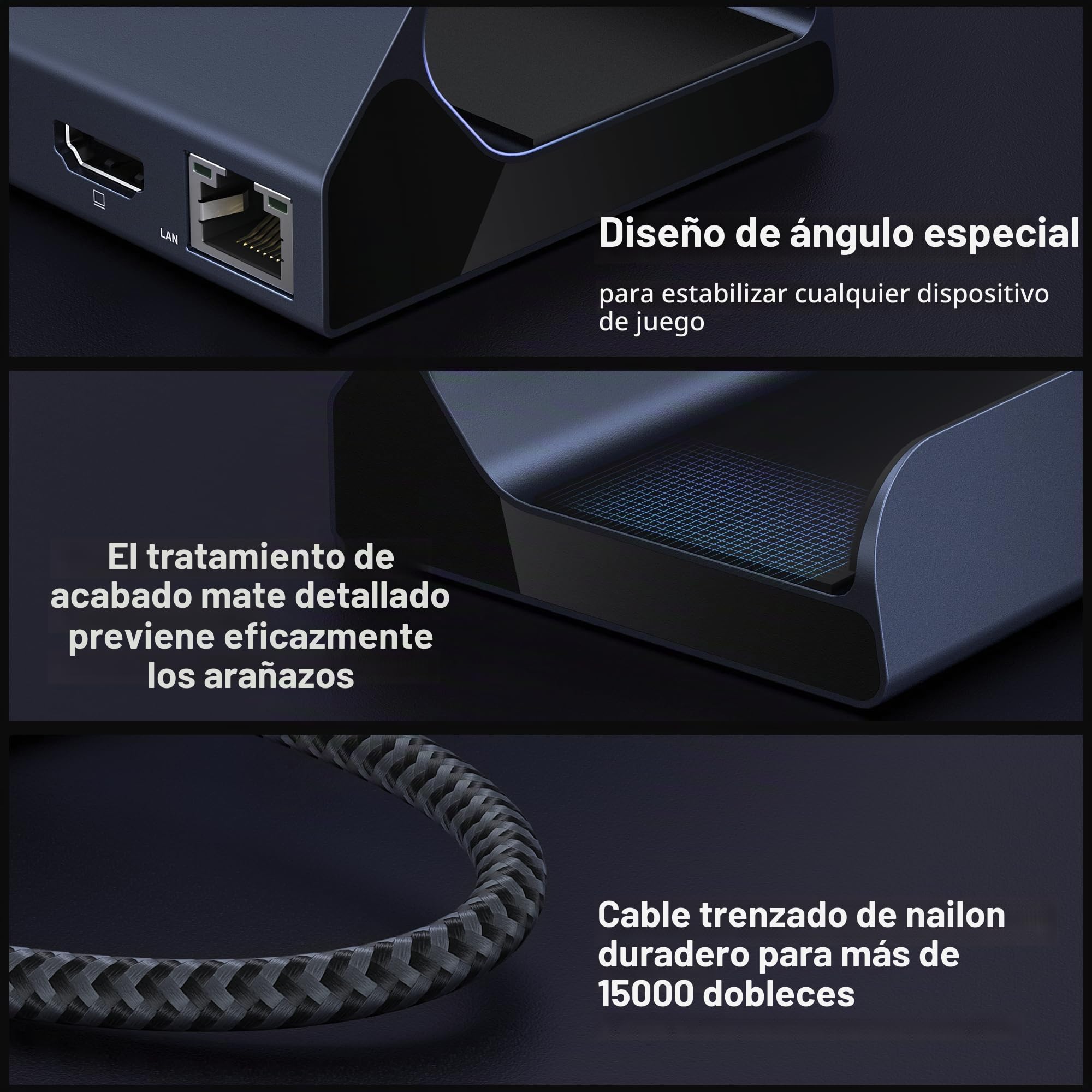 iVANKY 4K@144Hz 8 en 1 Estación de Acoplamiento para Valve Steam Deck OLED | ASUS ROG Ally X/Legion Go/ROG Ally/Stream Deck Dock, con HDMI 2.1, Ethernet Gigabit, 3*USB-A 3.0, mit 100W-Netzteil