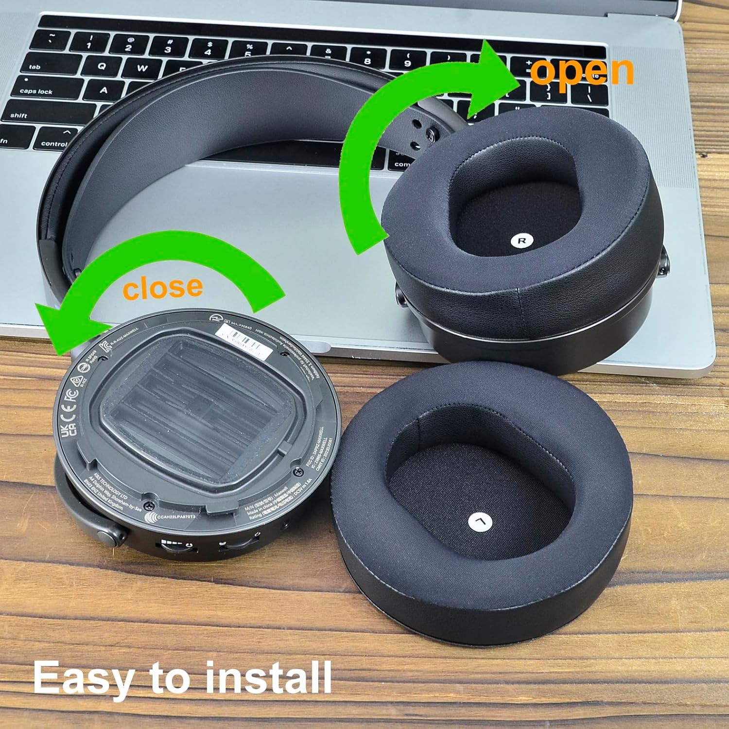 defean Maxwell Cushions - Cooling Gel Replacement Earpads Ear Cushion Compatible with Audeze Maxwell Headphones, Added Thickness, Noise Isolation Foam for Epic Gaming Sessions (Silky Fabric)