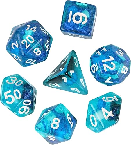 Miniatura 1 de UDIXI Polyhedral Dice Set D&D, 7PCS DND Dice Set Glow in Dark Filled with Jellyfish for Dungeons and Dragons RPG MTG and Other Table Games, d n d,