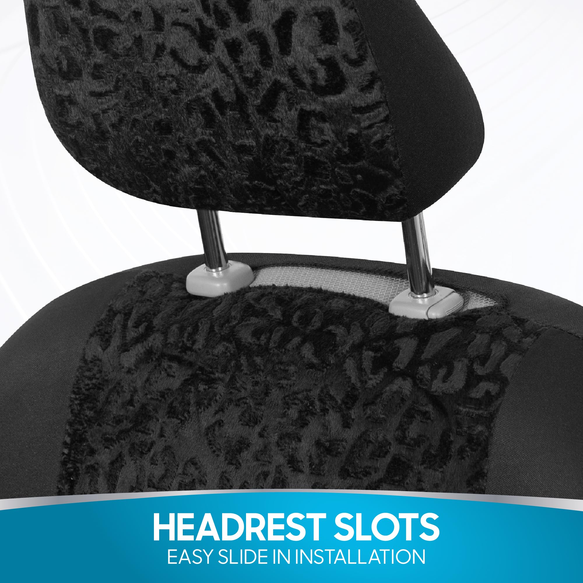 BDK Black Leopard Car Seat Covers for Front Seats Animal Print Front Seat Cover Set with Matching Headrest — view 9