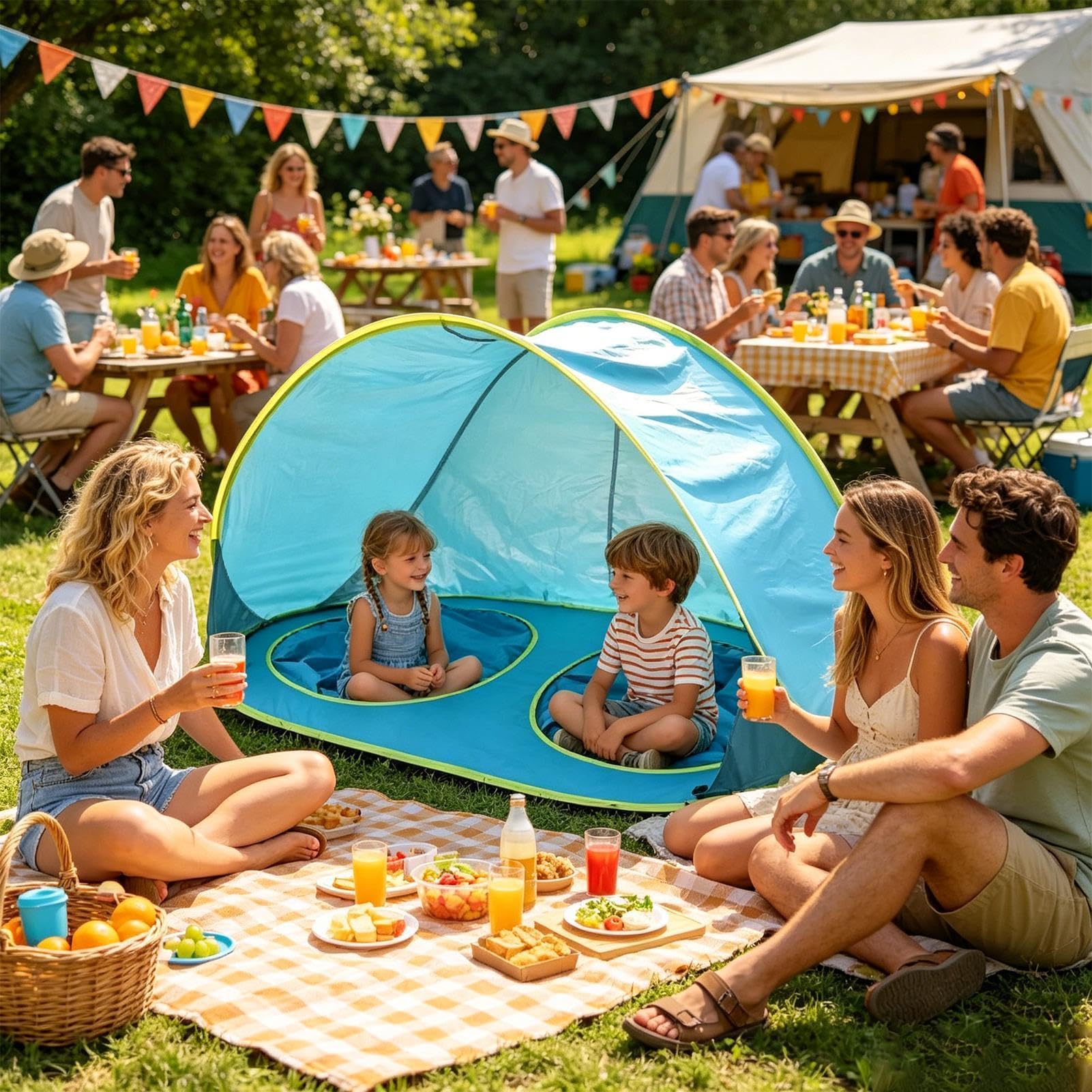 Tenda Per Bambini Da Spiaggia – 180x100x90 Cm | Parasole Pop-up Con Protezione UV | Pod Per Piscina Portatile All'aperto Con Acqua Nel Cortile | Per Tettoia In Tessuto Con Nastro Argentato