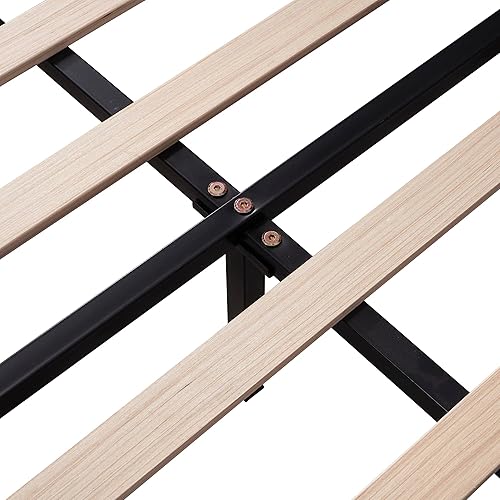 Miniatura 7 de Merax Base de cama matrimonial tapizada con cabecero, cabecera especial en forma de carcasa de tamaño matrimonial con tablas. No necesita somier