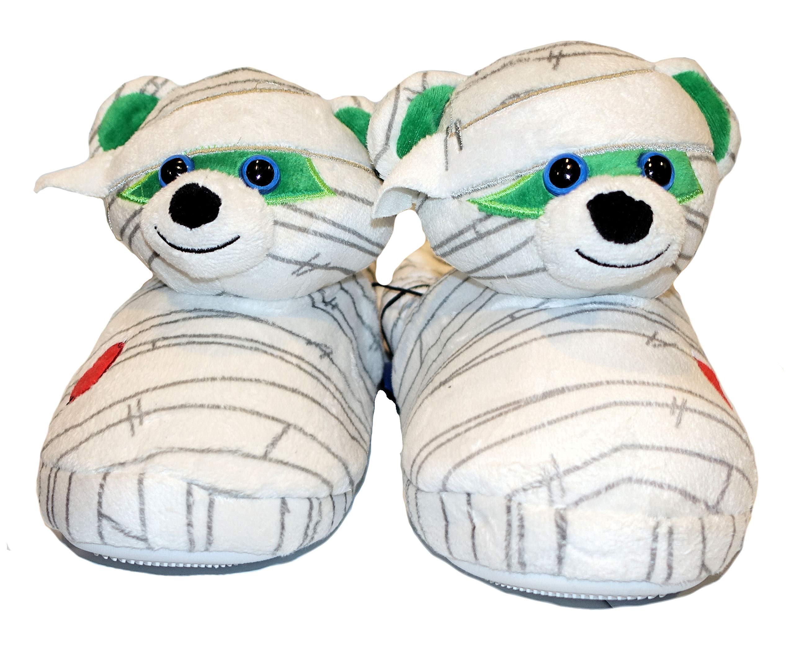 Build A Bear Build-A-Bear Assorted Kids Cute Slip-On Slippers (Medium 12-13, Mummy Bear White)