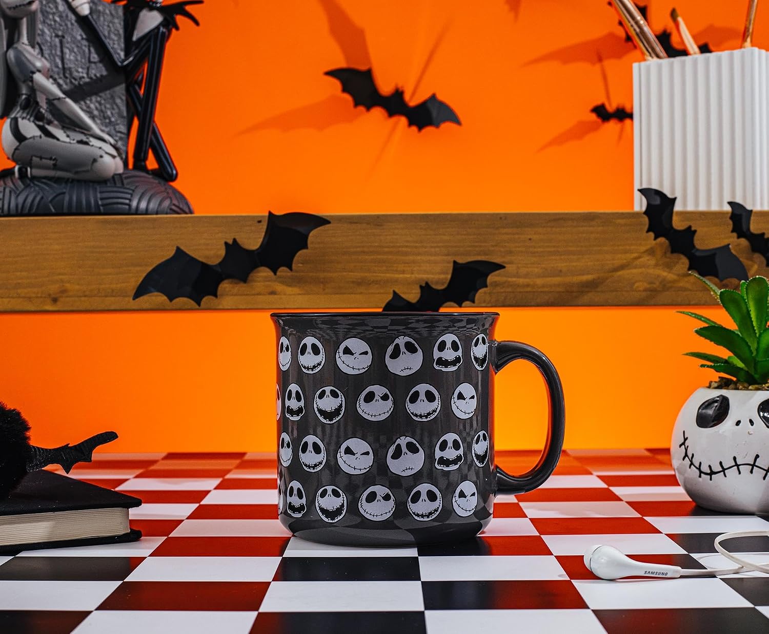 Nightmare Before Christmas Disney The Jack Skellington Expressions Ceramic Camper Mug | Large Coffee Cup For Tea, Cocoa, Beverages | Holds 20 Ounces image 3