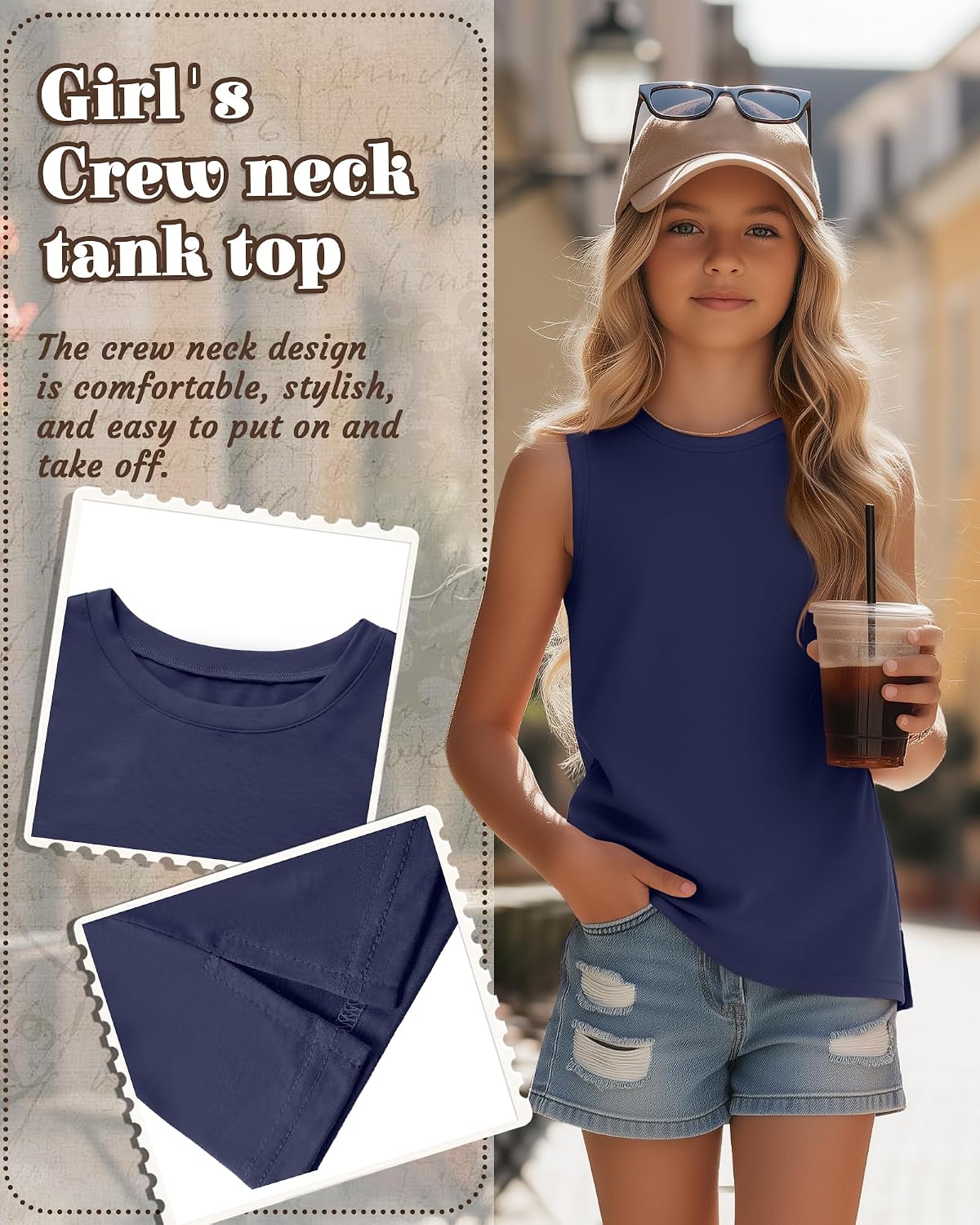 5 Pack Girls' Tank Tops Sleeveless Tees