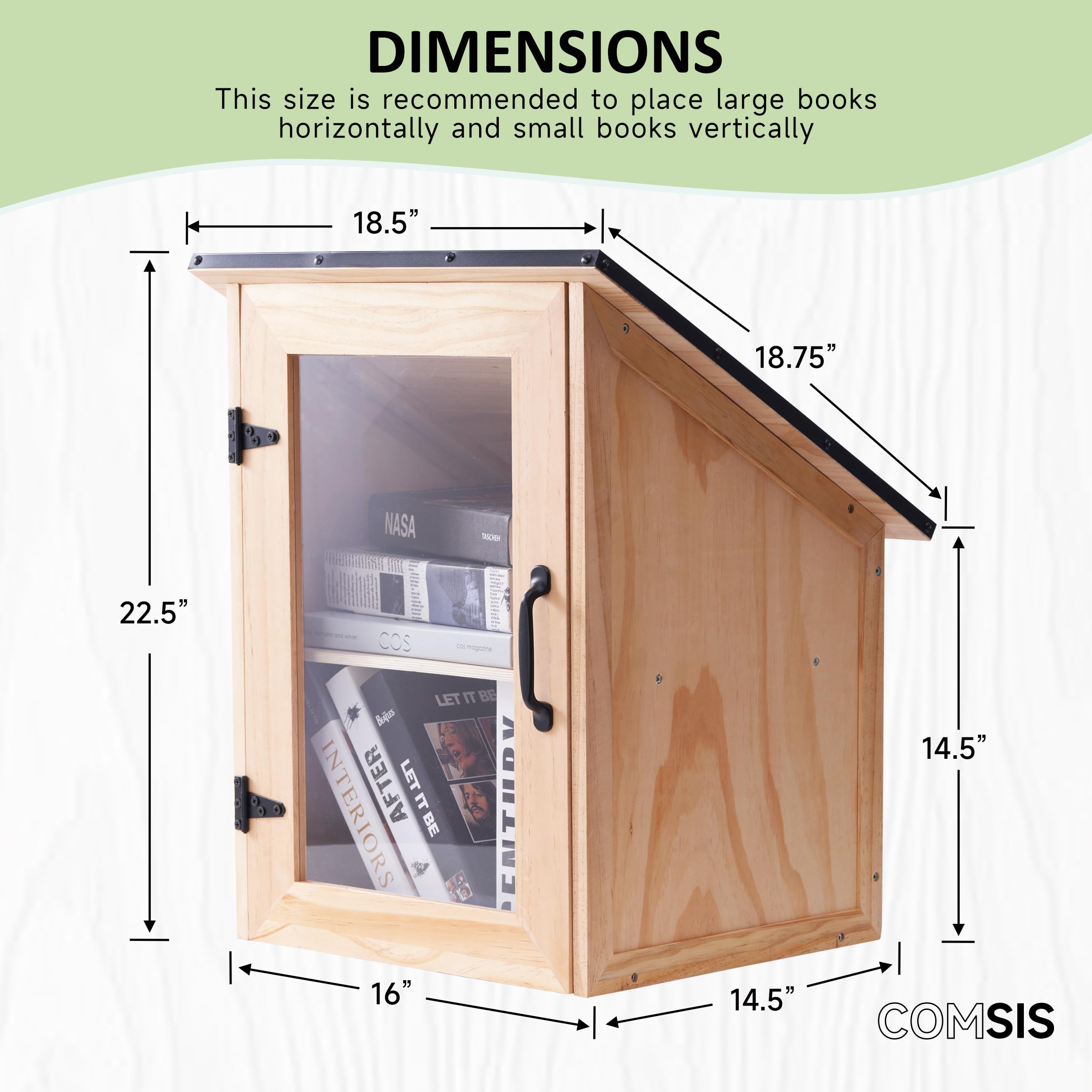 COMSIS Little Library Box Outdoor-16x14x22 Inch Weatherproof