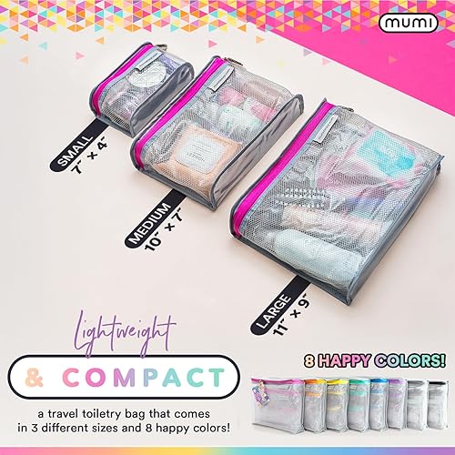 Miniatura 8 de MUMI Juego de bolsas de aseo de viaje de 3 piezas  Bolsa de viaje para artículos de tocador aprobada por la TSA para mujeres  Bolsa de aseo