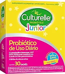Culturelle Probiótico Júnior, Com Lactobacilos, Sem Glúten, Sem Lactose, Para Bebês, Crianças e Adolescentes a partir de 1 ano, Sem Sabor, 30 Sachês