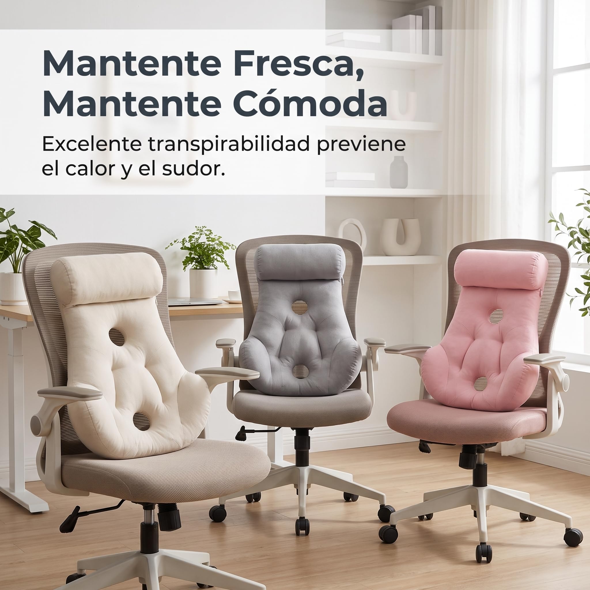 Almohada Ergonómica Algodón para Silla Oficina – para Aliviar el Dolor Espalda, Gris Luna