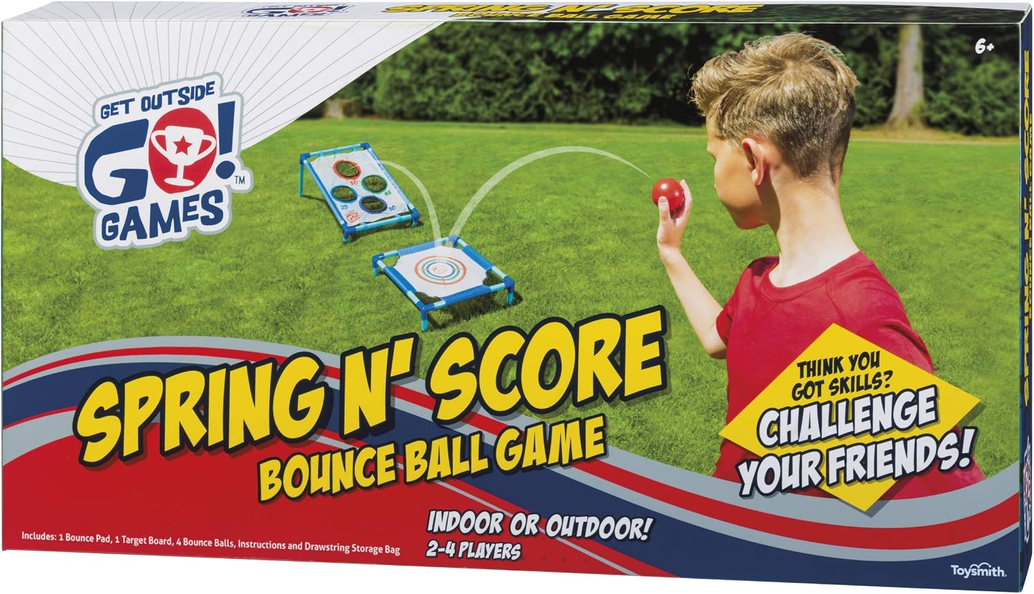 Toysmith Spring N' Score Indoor/Outdoor Bounce Ball Game for Boys Girls Target Game