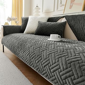 GKXLH New Sofa Cover Washable - Soft Milk Flannel Sofa Covers 1 2 3 Seater, Non-Slip Sofa Slipcovers, Couch Covers for Sectional Sofa, Corner Couch Cover L Shape Furniture Protector Dark Grey, 70x70
