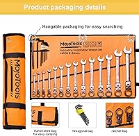 Vista 2 de 23-Piece Flex-Head Ratcheting Combination Wrench Set-Includes 14PCS Metric 8-24mm Ratchet Combination Wrenches Set,9PCS Allen Wrenches-72-Teeth,Cr-V