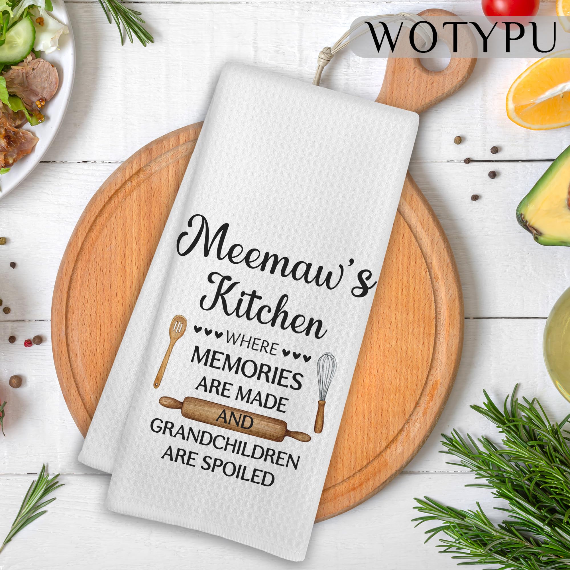 Meemaw Gifts Kitchen Towels, Meemaw Grandma Gifts for Birthday Thanksgiving Christmas from Grandkids Dish Tea Towel for Kitchen Decor, Grandmother Gift Hand Towels, 16X24 Inch