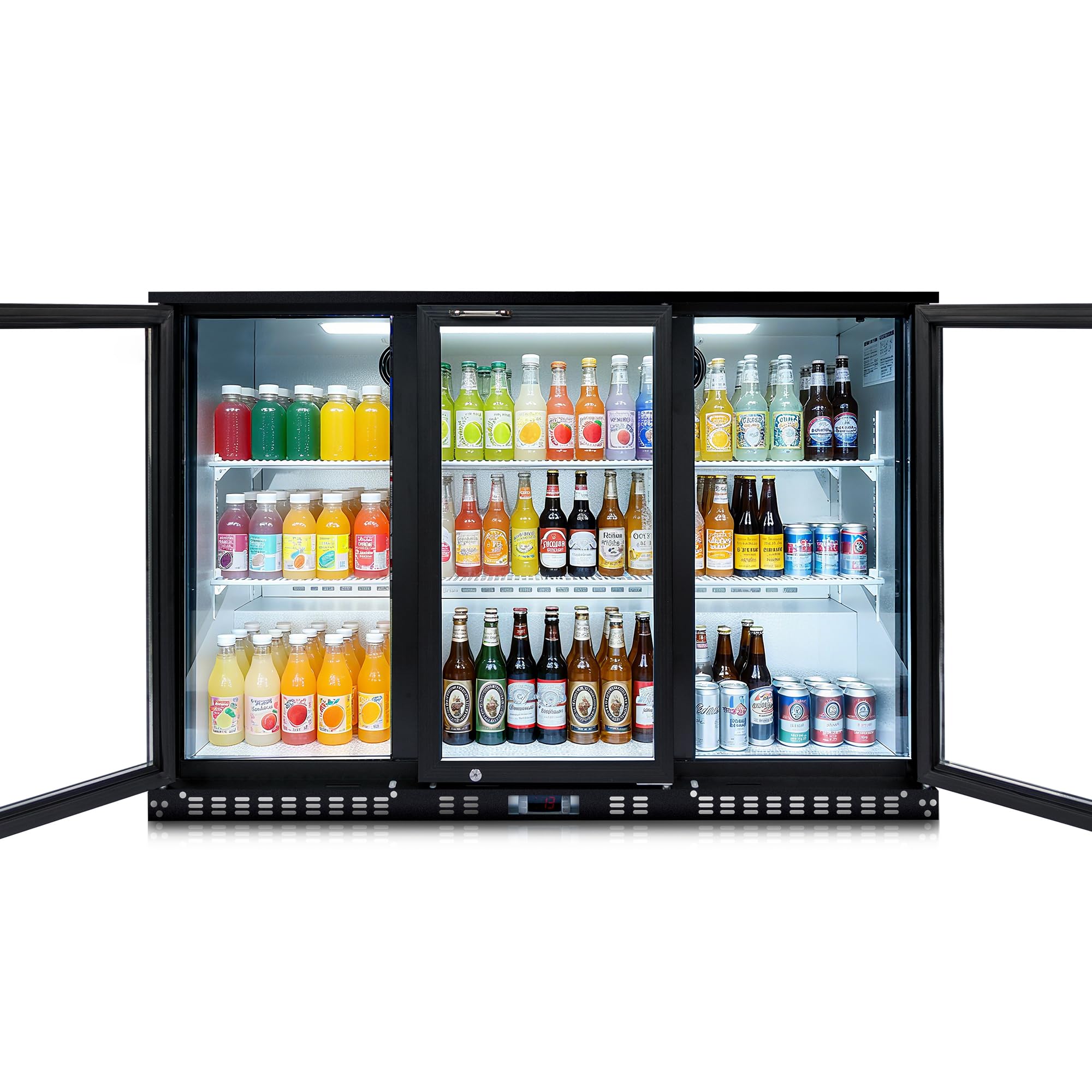 Deeptide Back Bar Cooler With 3 Swing Glass Door - 11.3 Cu.Ft Beverage Refrigerator With Adjustable Shelves,LED Lighting, Safety Lock For Beer，Coffee Or Beverages on Fridge.com - View 3
