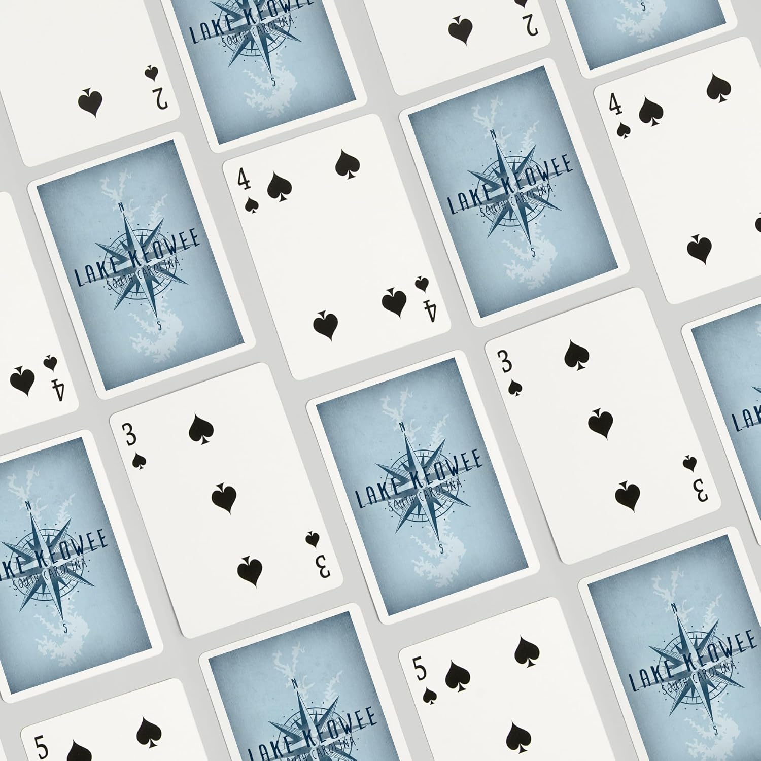 Lantern Press Lake Keowee, South Carolina, Lake Essentials, Lake and Compass, 52 Playing Cards for Adults, Poker Size Card Deck