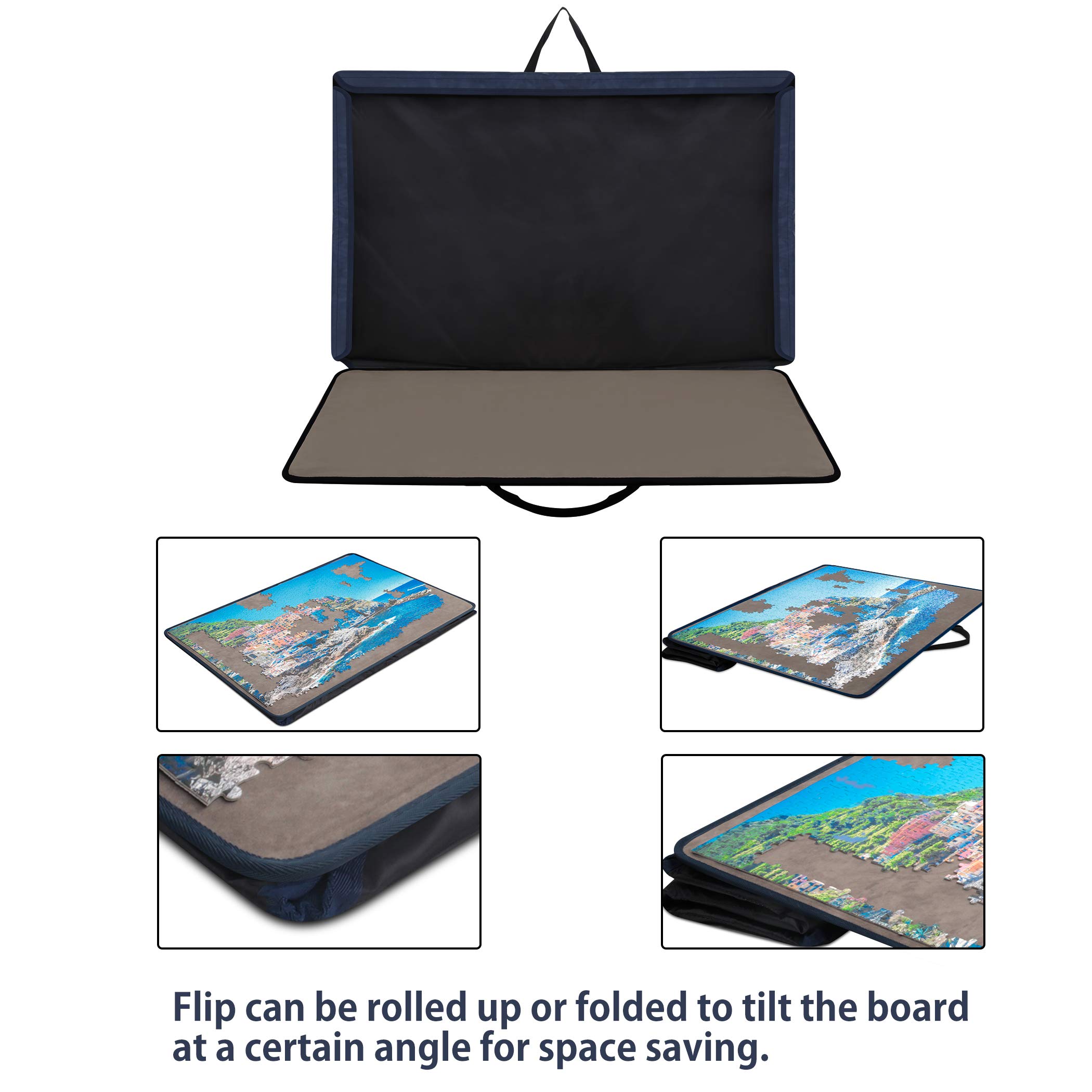 Becko US Jigsaw Puzzle Board Portable Puzzle Case Puzzle Storage Saver, Rutschfeste Oberfläche, für bis zu 1000 Teile (Dunkelgrau)