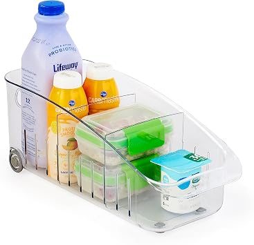 YouCopia RollOut Fridge Drawer 6, BPA-Free Clear Rolling Refrigerator Organizer Bin with Adjustable Dividers and Handles for Produce, Food, Meal and Snack Storage