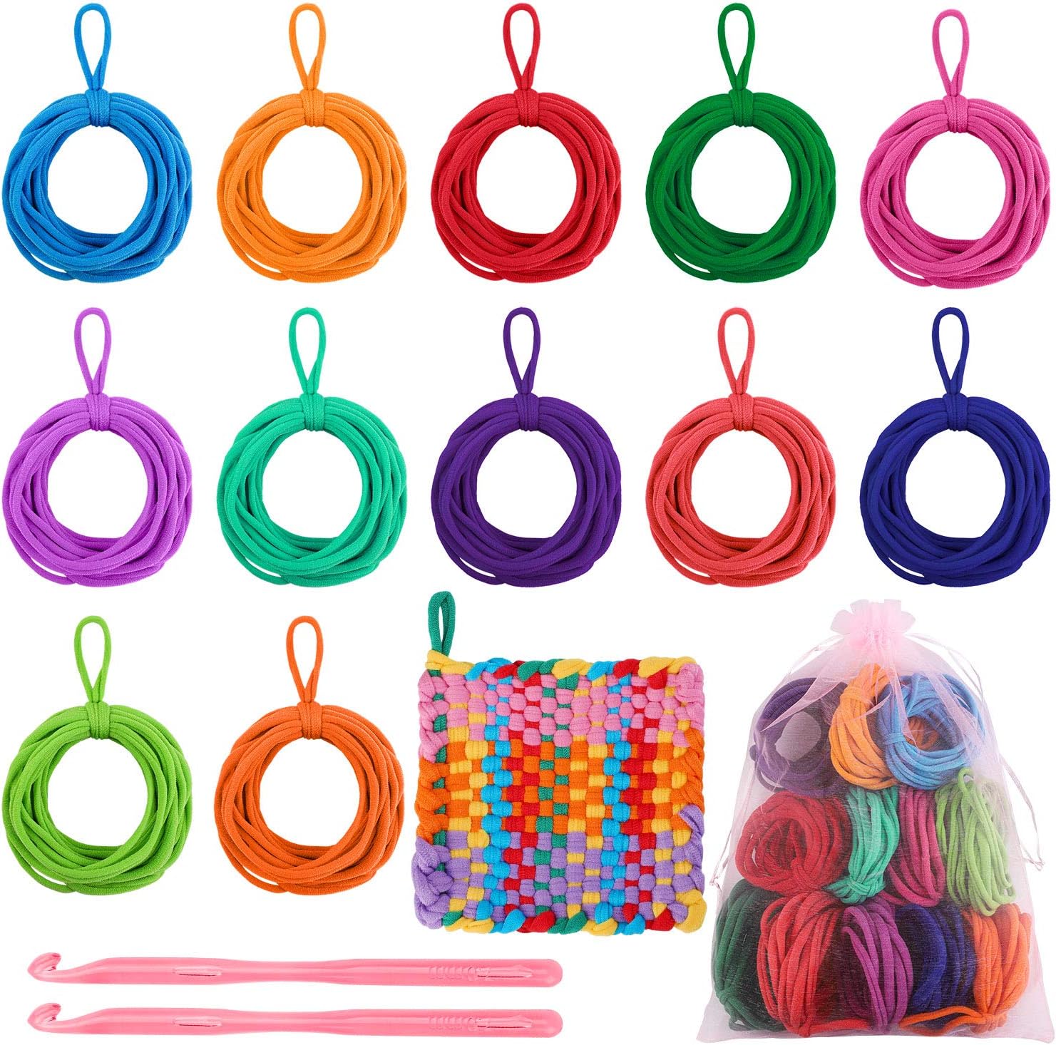 Aodaer 192 Pieces Loom Potholder Loops Weaving Loom Loops