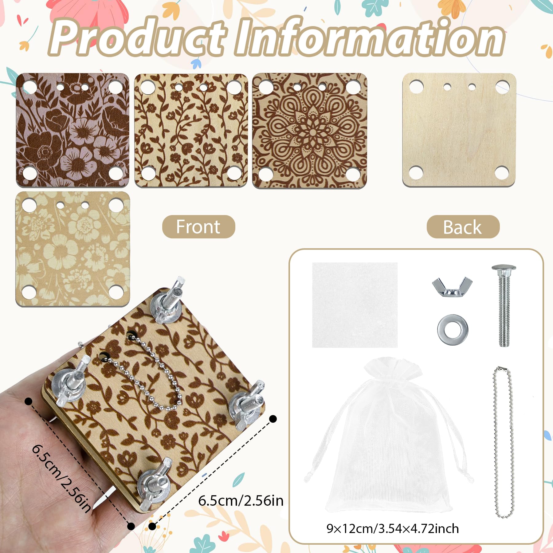 Whemyreat 4 Sets Micro Flower Press, Wooden Pocket Flower Press Kit, Handmade Plant Preservation Kit - Image 2
