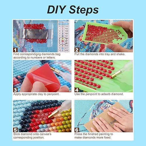 Miniatura 6 de Kits de pintura de diamantes 5D para adultos, cascadas, puesta de sol, montaña, lago, arte de diamantes en el bosque, arte de diamantes de bricolaje