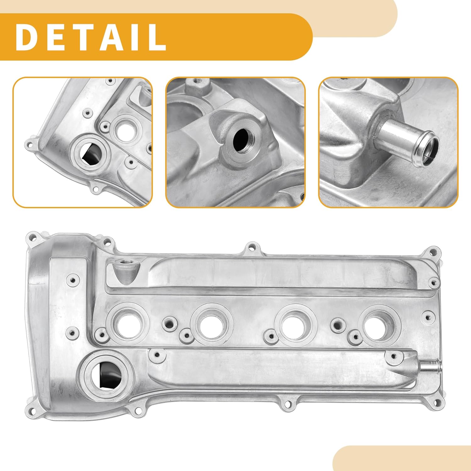 Engine Valve Cover No.1120128033/11201-0H010 Front Valve Rocker Cover for Toyota Camry 2.4L 2002-2011 Aluminum Alloy Silver Tone
