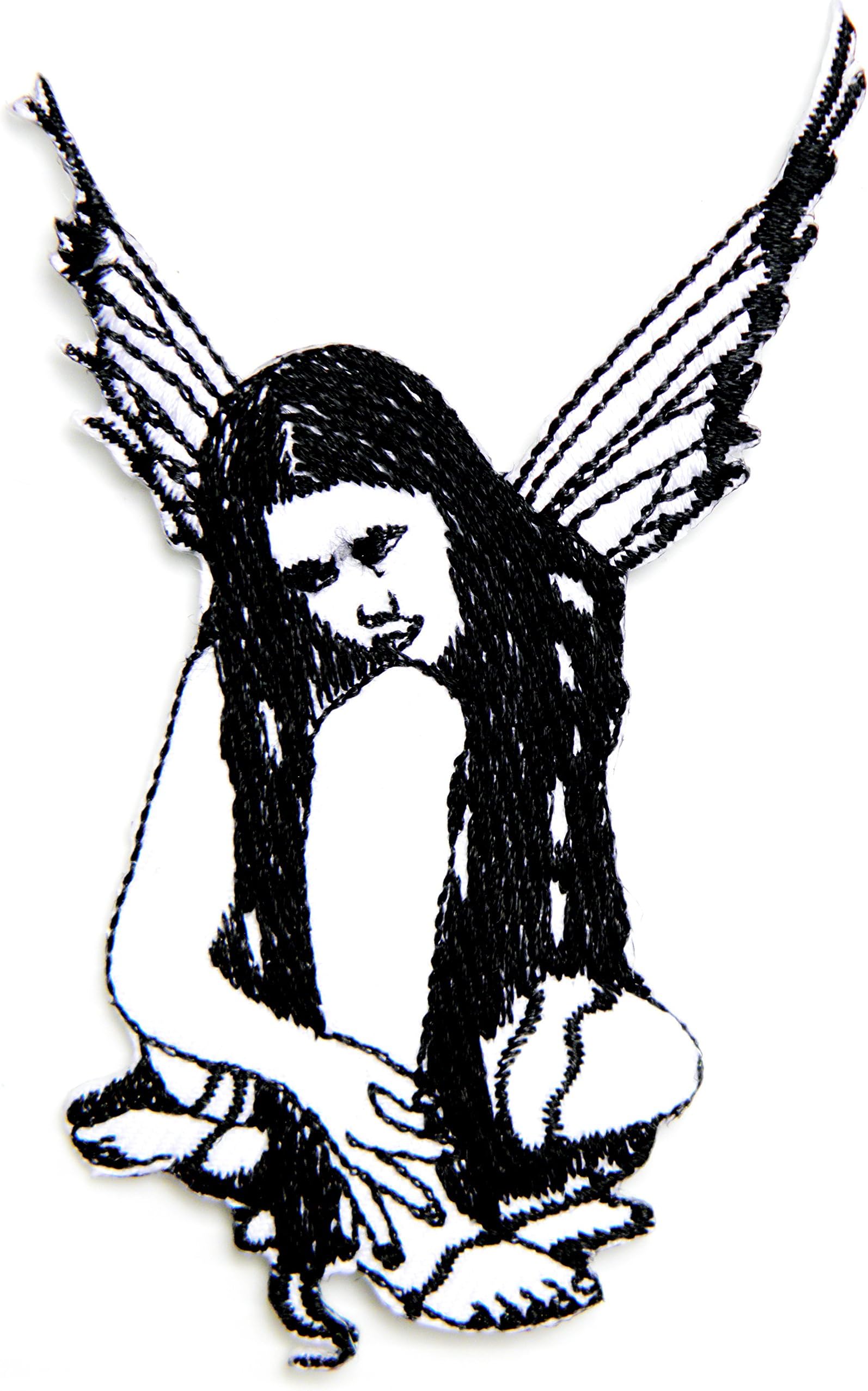 Sad Angel Fairy Lady Wings Rider Logo Biker Tatoo Jacket T shirt Patch Sew Iron on Embroidered Badge Sign Custom Gift