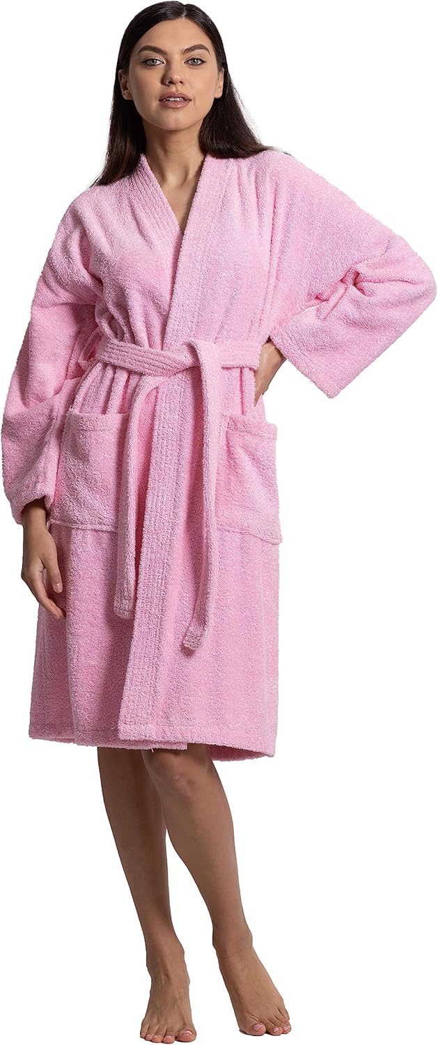 Chakir Turkish Linens 100% Cotton Terry Cloth Turkish Kimono Bathrobe for Women
