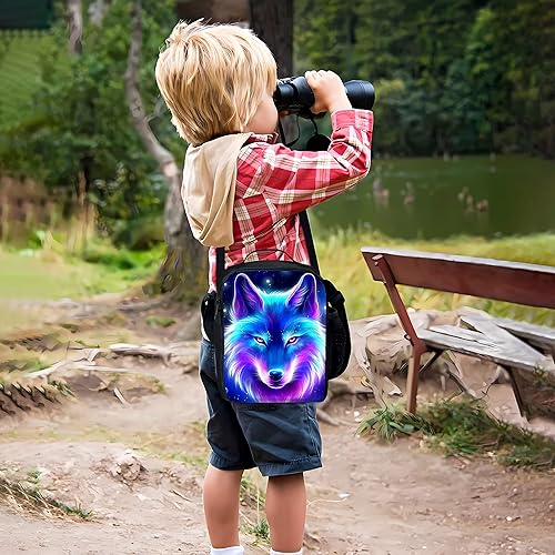 Miniatura 7 de Lonchera térmica para niños y niñas, niños pequeños, adolescentes, reutilizable, color azul, morado, lobo para la escuela, trabajo, hombres y