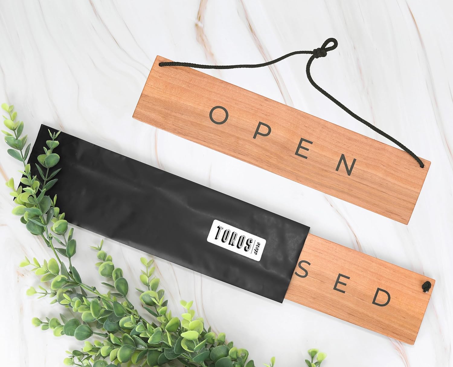 Modern Light Wooden Open Closed Sign for Business - Double-Sided Open Sign for Window or Door, Vintage Style Wood, Decorative