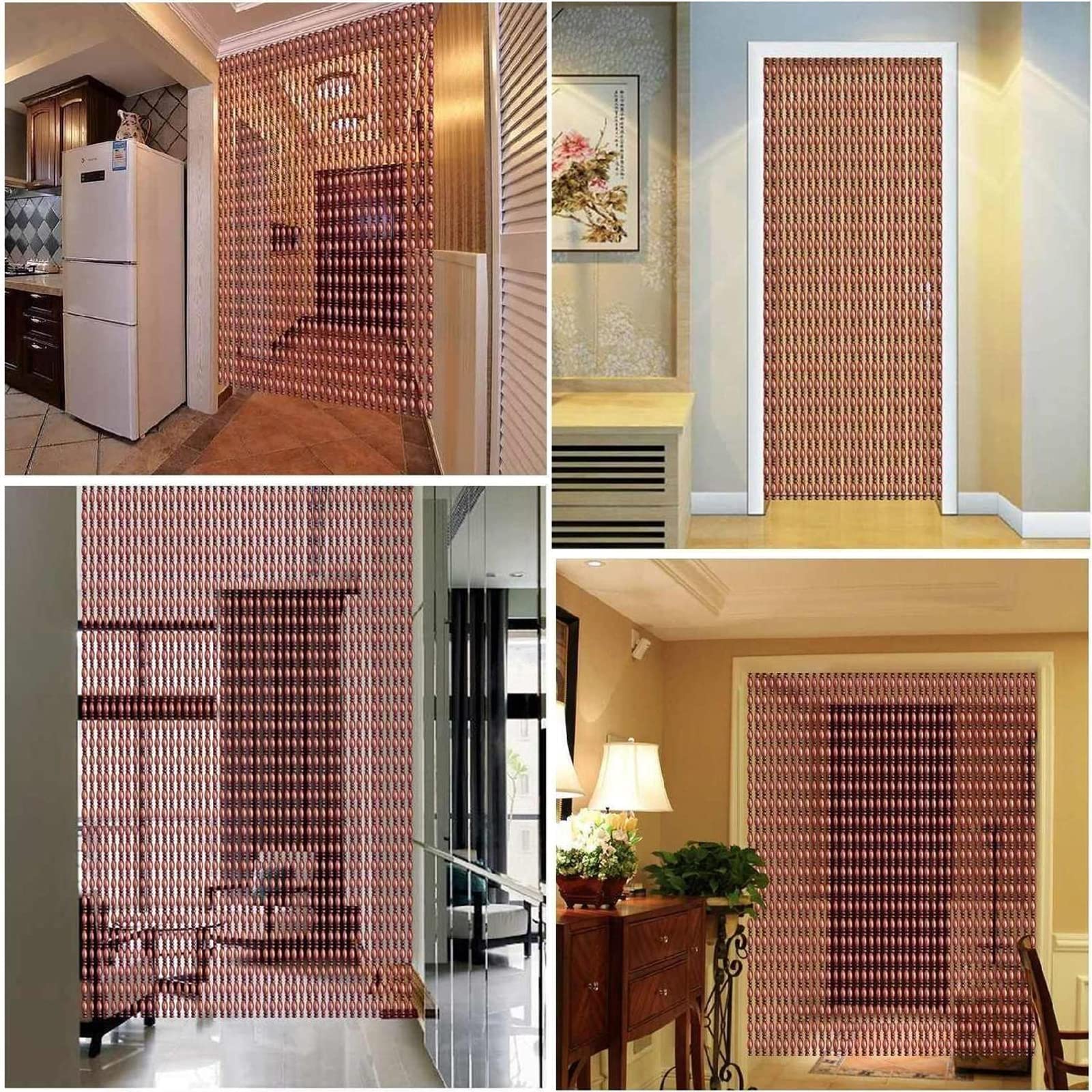 Rideau de Porte Suspendu,Rideau de Perles en Bois Naturel,Fait à la Main,Rideaux Decore Votre Chambre pour Maison,Salon,Chambre à Coucher,avec Accessoires,Personnalisable (41 strands 80x200cm)