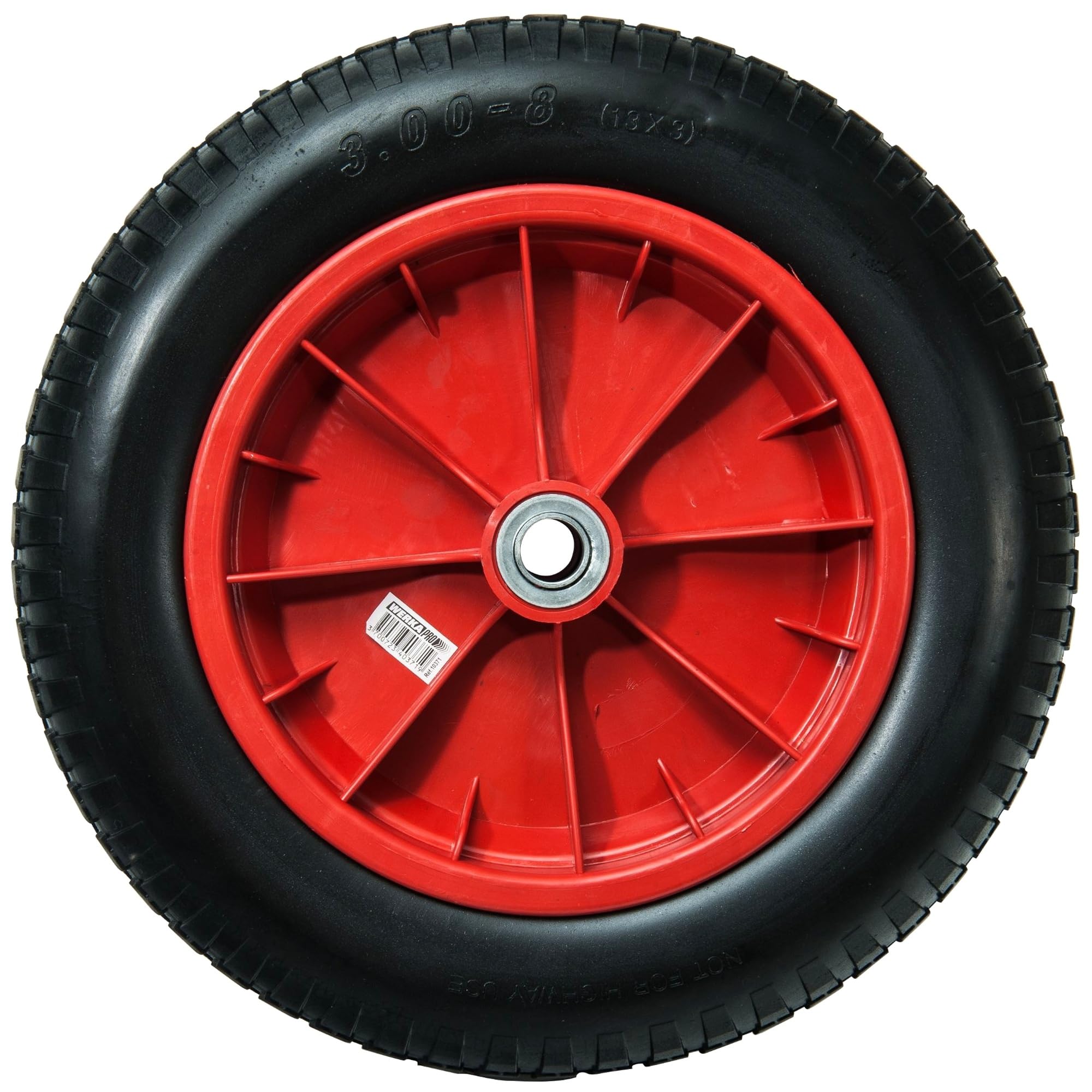 WERKA PRO Roue Increvable 13'' - Ø330 x 85 mm - Alésage 20 mm - Rouge - Pneu Plein avec Roulements à Billes - Pour Diable, Chariot, Remorque - Usage Bricolage - 1,37 kg