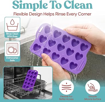 Bakerpan 3 Pack Mini Silicone Heart Molds - Heart Shaped Molds for Chocolate, Candy, Gummies, Ice Cubes, Jelly & Truffles - Non-Stick, BPA-Free for Valentine's Day, Anniversaries & Weddings
