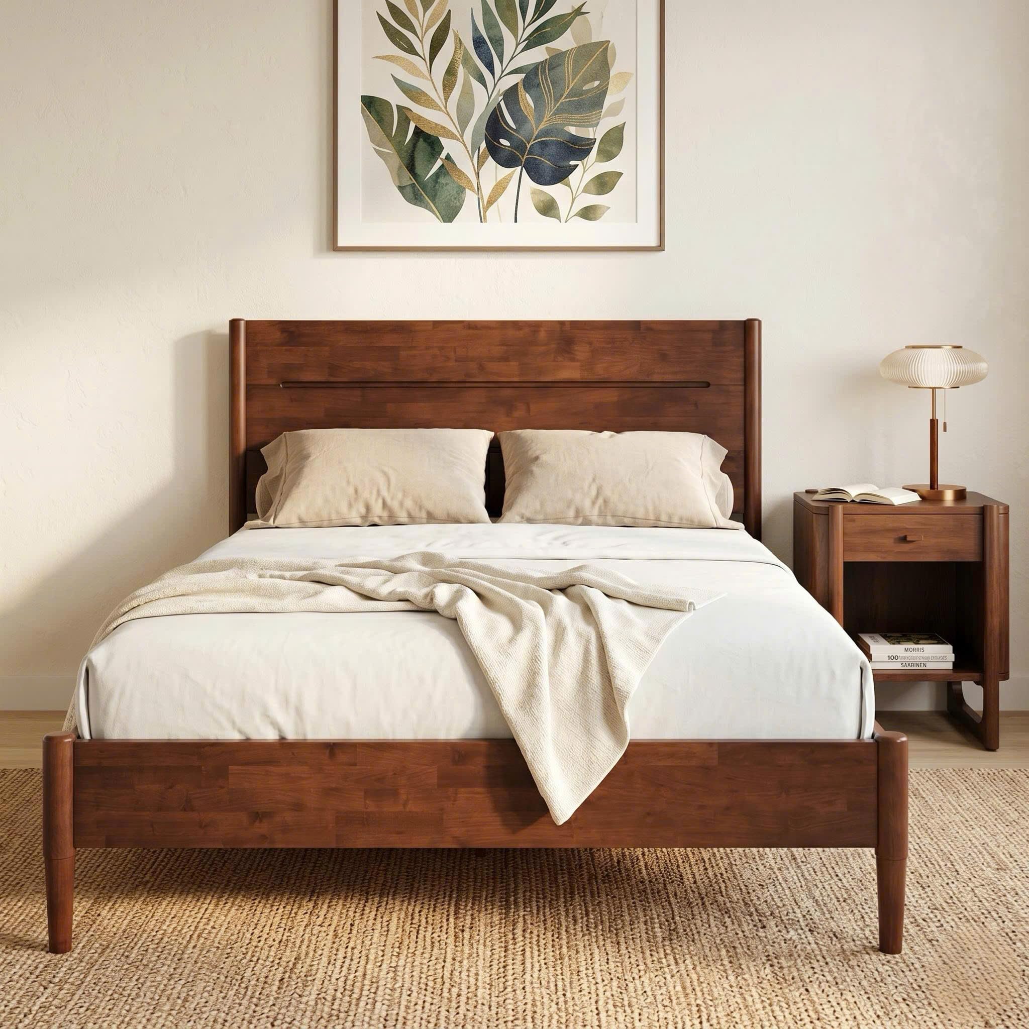 ベッド/マットレス  Wooden bed with mattress Amazon.com: AllForWood Apollo Full Size Wood Bed Frame, Premium