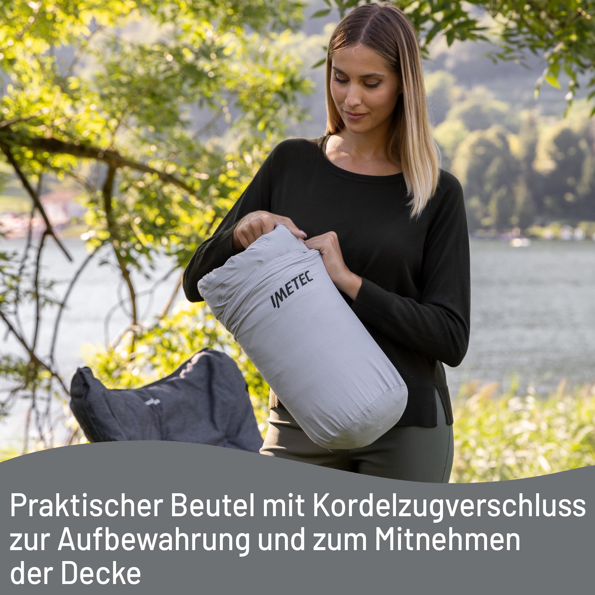 Imetec CaldoPlaid Adapto Camping, Heizdecke ideal für Wohnmobile, Wohnwagen, Zelt, 160 x 120 cm, geringer Verbrauch, Adapto-Technologie, sicher, schnelle Erwärmung, 6 Temperaturen, waschbar