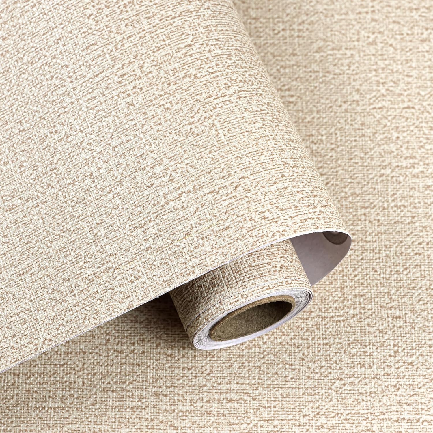 Grasscloth Peel and Stick Wallpaper Khaki Textured Contact Paper, set of 17.3 x 480 Inches Removable Wallpaper for Bedroom, Countertop, Classroom, Cabinet and Drawer, Renter Friendly Wall Paper