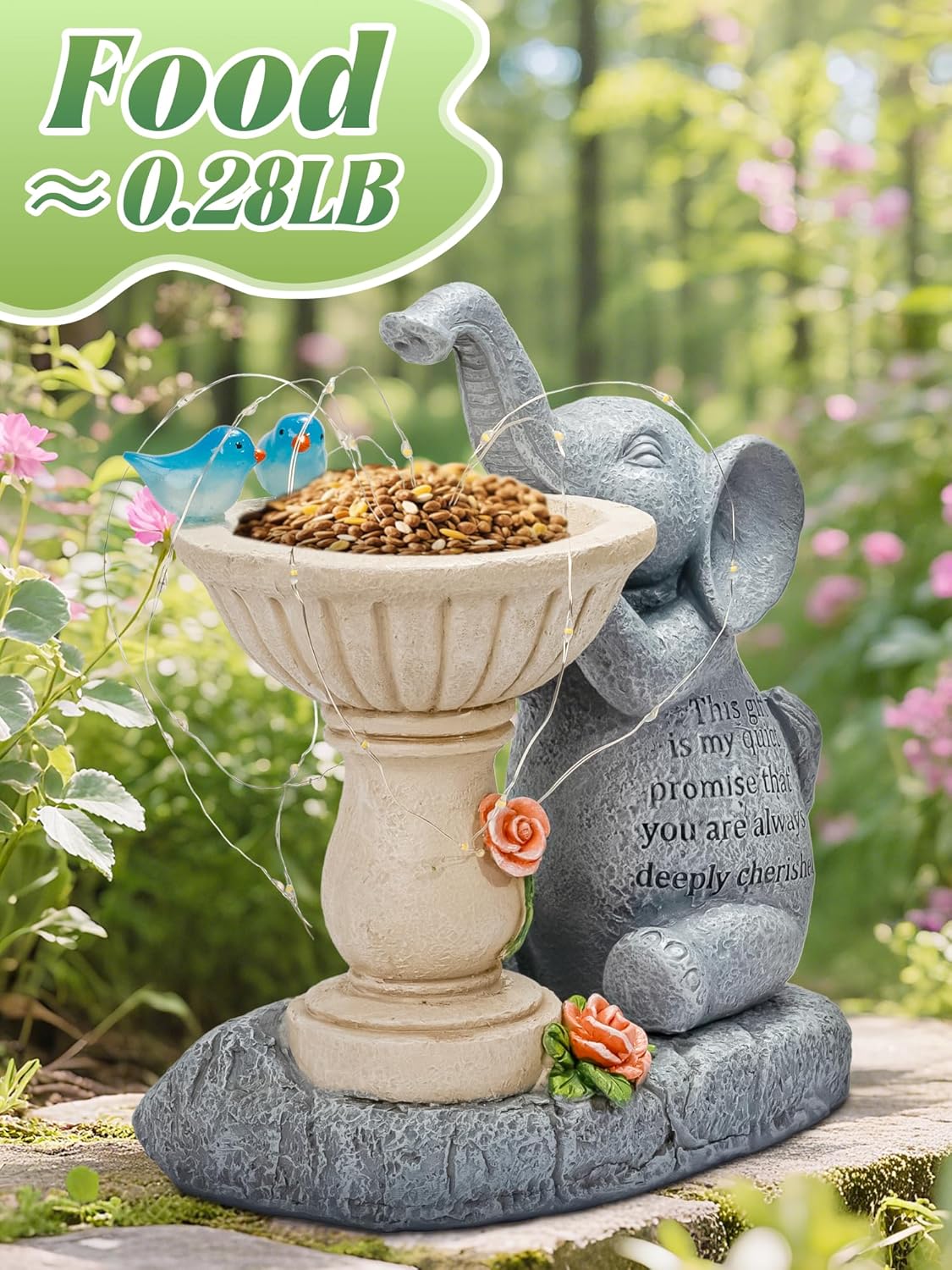 Solar Garden Outdoor Statues Decor, Elephant with Birdbath Garden Decor for Home House, Yard Art Lawn, Ornaments, Porch Patio, Balcony - Birthday Gifts for Grandma Mom Women - Image 7
