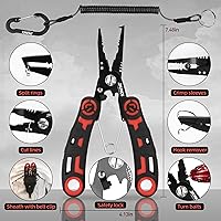 Vista 2 de RUNCL - Juego de herramientas de pesca de 4 piezas, alicates de pesca, cuchillo de filete de pescado con afilador, pinza de labios de pescado