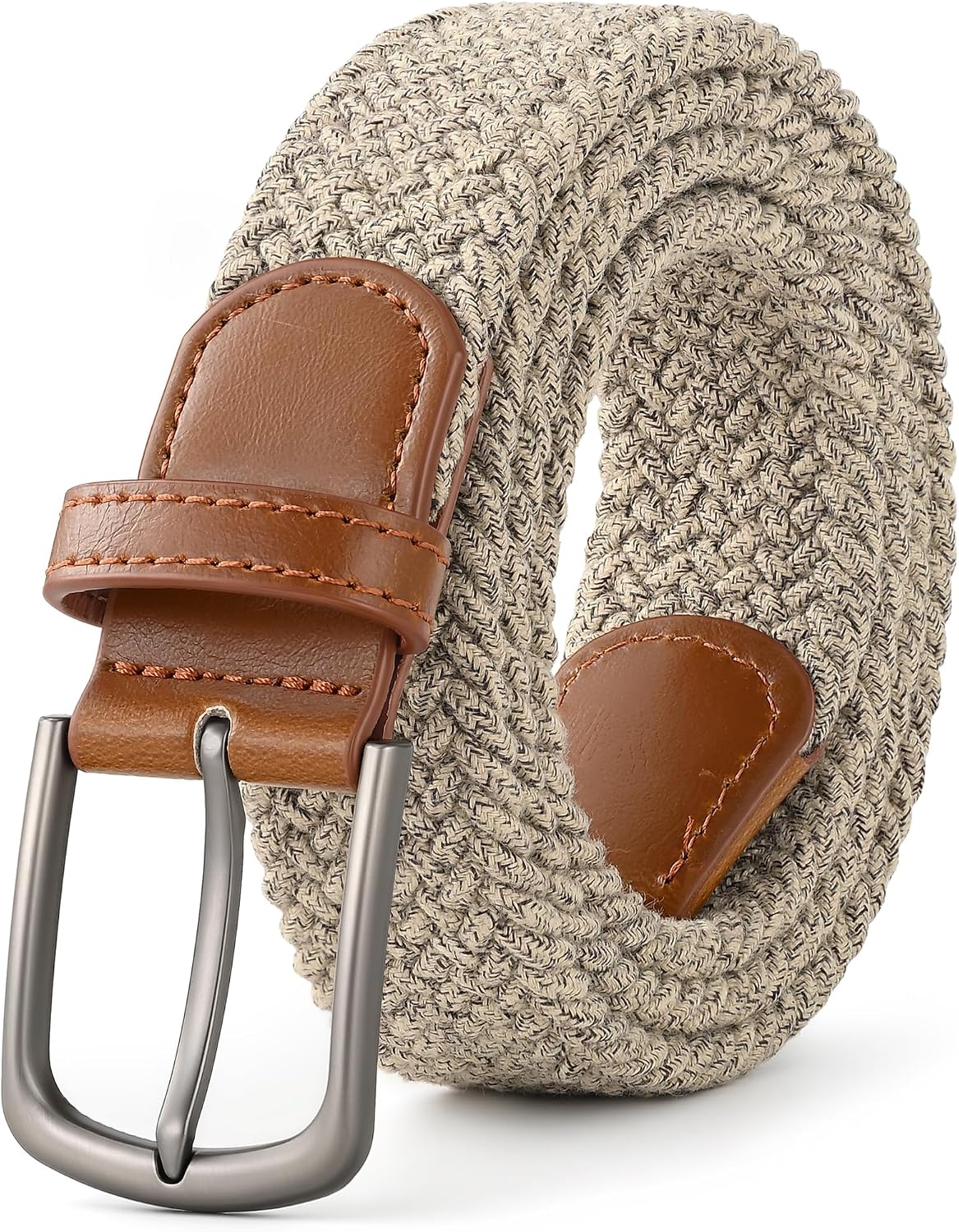 Mile High Life Polyester Cotton Stretch Braided Belt, High Elastic No Hole Casual Golf Belt For Men and Women