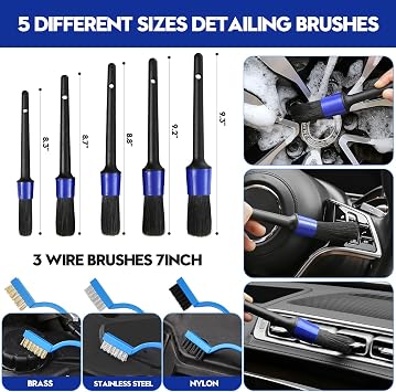 23Pcs Car Detailing Kit Detailing Brush Set Car Wash Cleaning Kit Blue