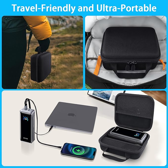 Funda de viaje dura para Anker Power Bank 25,000mAh 165W y cargador 140W USB-C miniatura 4